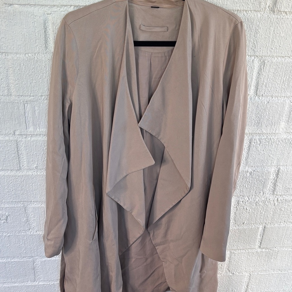 All Saints Hace Lyocell Silk Gray Chic Waterfall Jacket sz 8 - Picture 3 of 11
